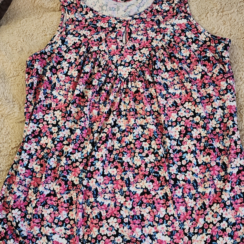 Colorful Floral Sleeveless Blouse
